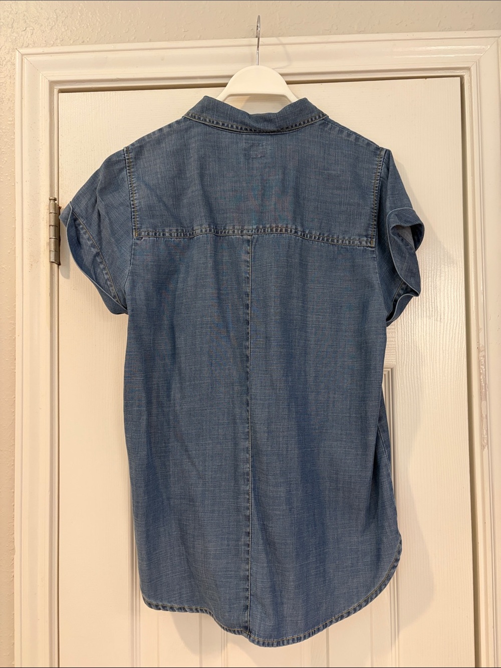 J. Crew Chambray Short-Sleeve Button Front Top - Light Blue - Picture 6 of 11